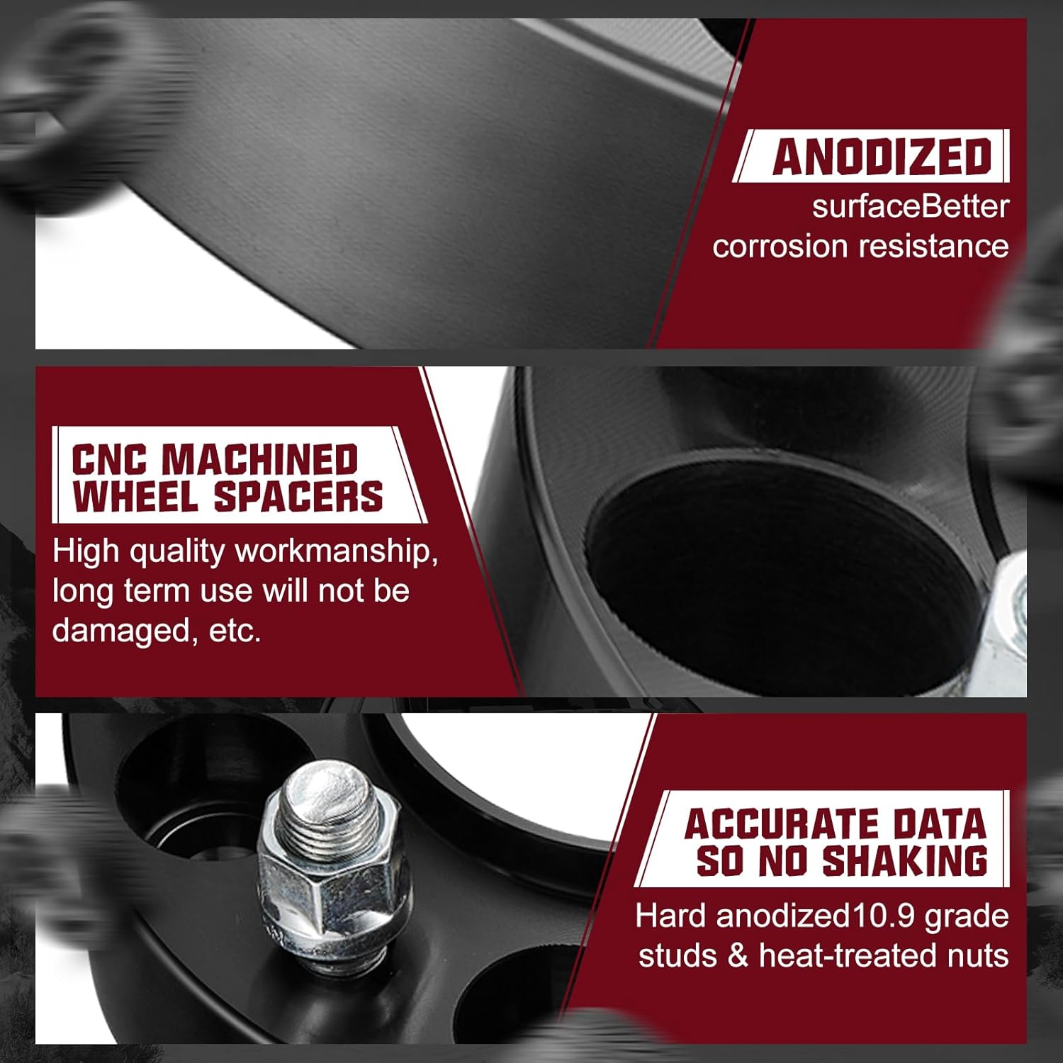 BDFHYK 6x5.5 Wheel Spacers 1.5 inch(38mm) Compatible with Ram 1500 2019-2023 6x139.7mm Thread Pitch M14x1.5 Studs & 77.8mm Hub Centric Solid Wheels Spacer, Black Set of 4