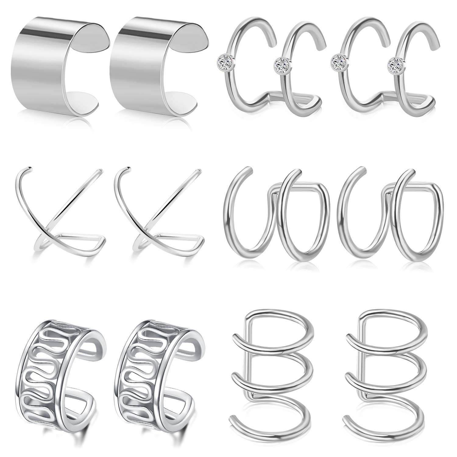Pendientes de puños cadena hombre mujer diamante cartílago piercing