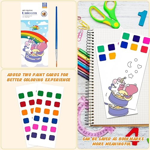 Miniatura 10 de TWWDE AUG Libros de pintura con agua, libro para colorear de acuarela para niños de 4 a 8 años, libro de pintura de acuarela para niños pequeños,