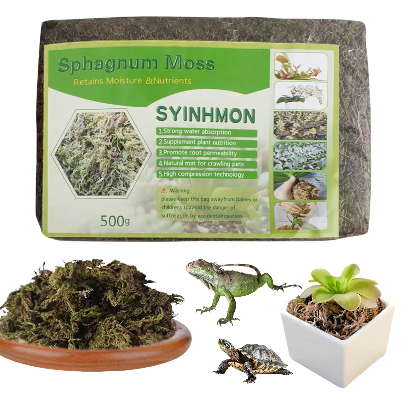 500g Sfagno per Piante Muschio di Sfagno Naturale Compresso per Le Piante del Vaso Dell'orchidea Che Coltivano La Pianta del Fiore Domestico