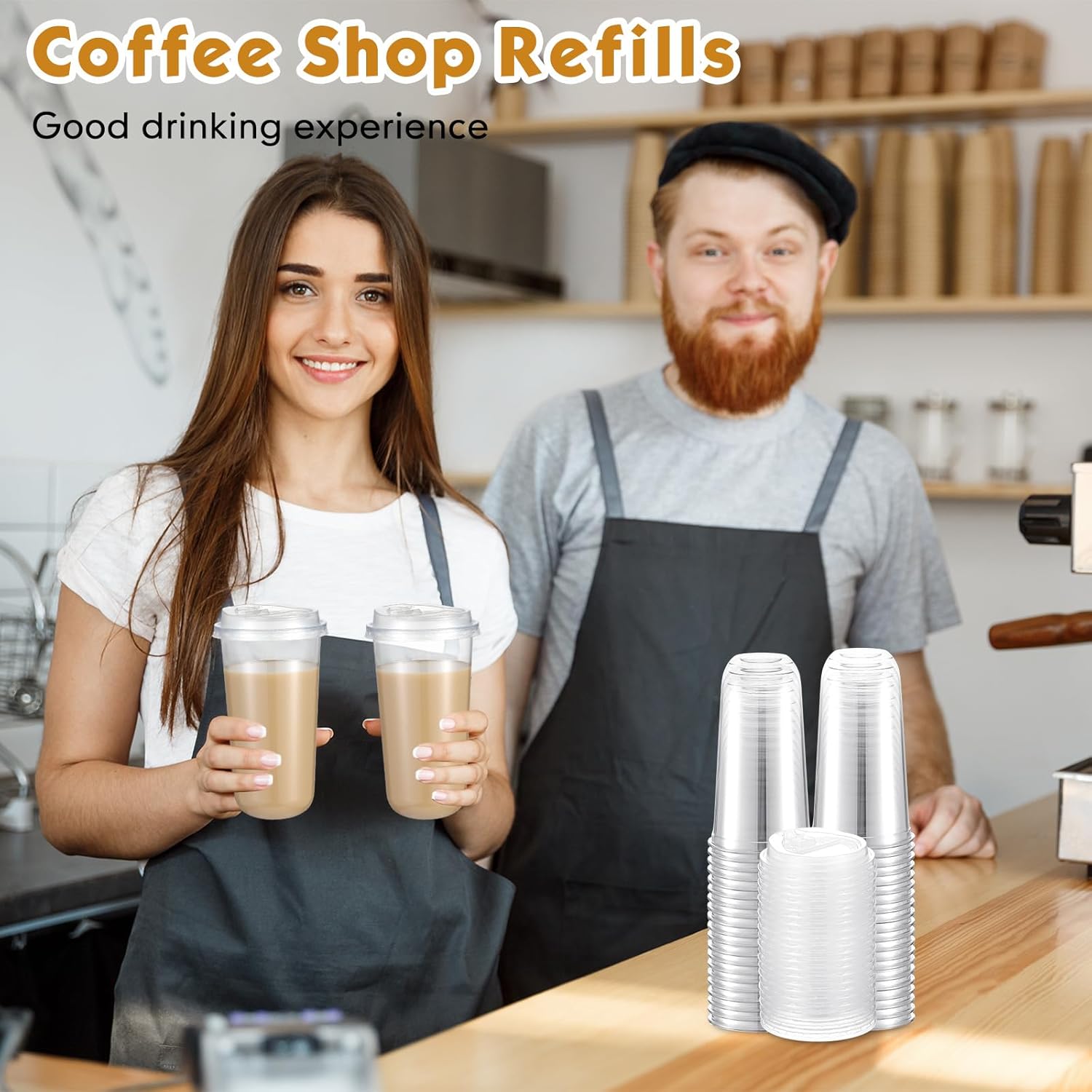 Baderke 50 Sets 20oz Disposable Crystal Clear Plastic Cups With Lids, Round Bottom Iced Coffee Cups With Lid for Smoothie, Cold Beverages, Drinking Tumblers, Cold Drinks for Party, Wedding, Event - Image 7