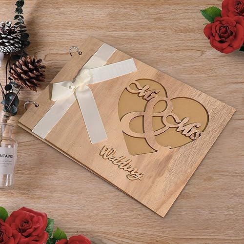 Miniatura 6 de TOPINCN Wedding Guest Book Wooden Album Sign Notebook Memorable Signature Wedding Anniversary Decoration Supply (Style 2 (Supplier Specification