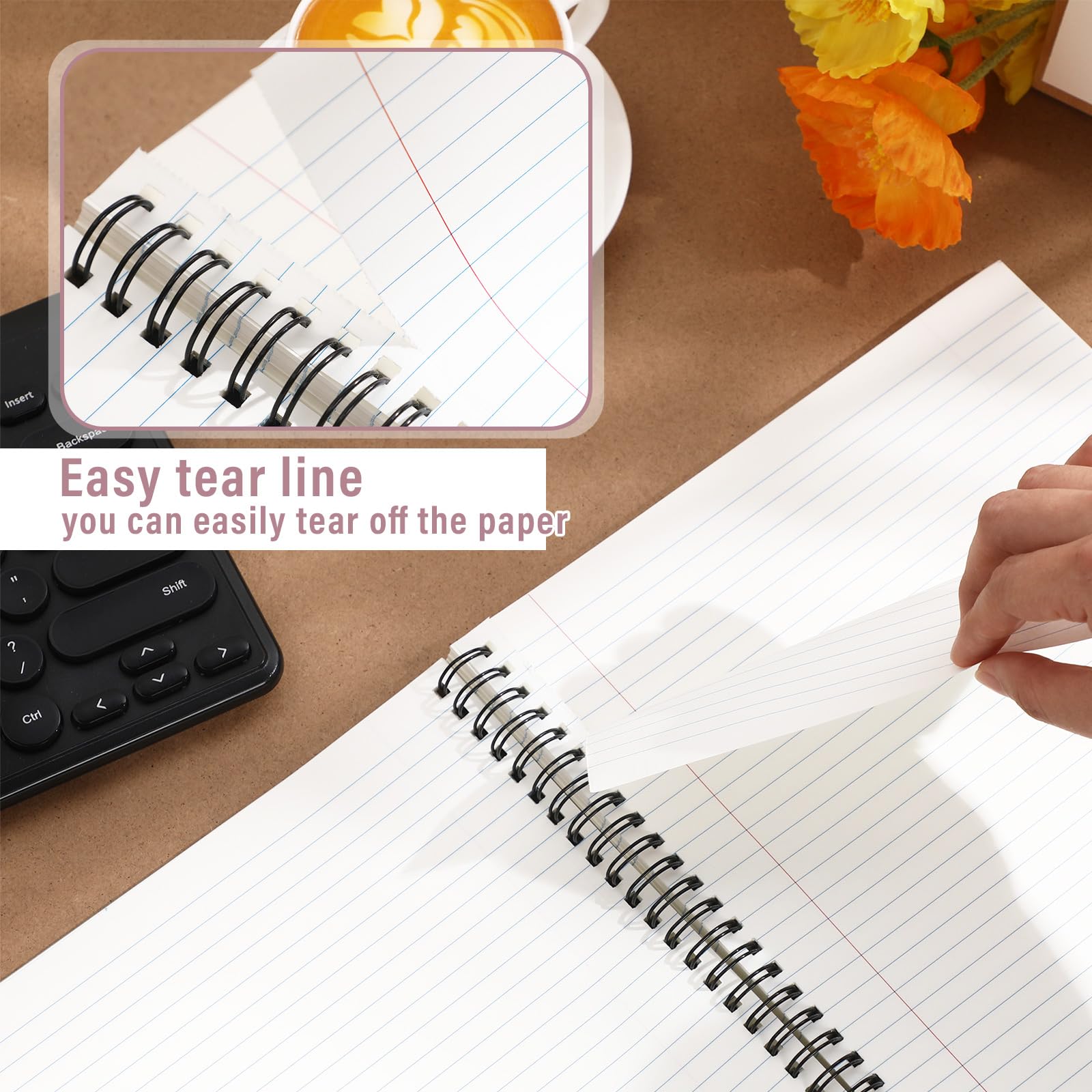 Glenmal 6 quaderni a spirale per lavoro, formato A4, 21 x 28 cm, a righe, con copertina in carta kraft, 120 fogli, 240 pagine, per ufficio e studio (colori fantastici)