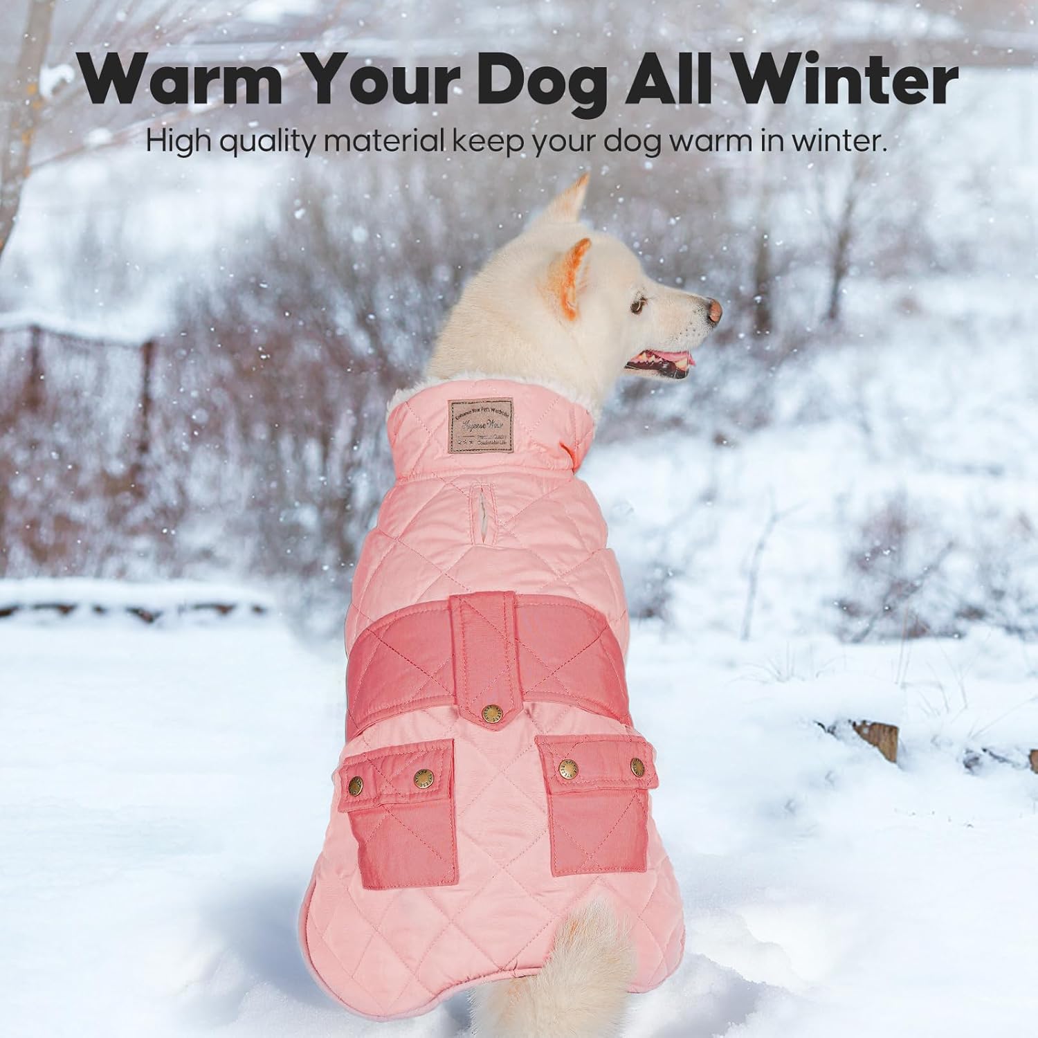 KYEESE Dog Coat Thick Cat Clothes with Pocket Soft Pet Sweater for Cold Weather Warm Pet Winter Puffer Coat with Leash Hole Waterproof Dogs Jacket with Fleece Lined Windproof Dog Coats for Small Dogs