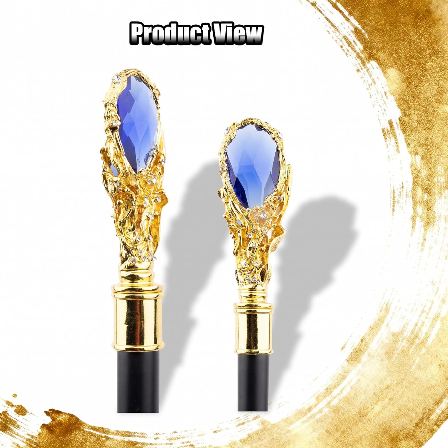 Gold Diamond Type Walking Canes, Removable for Men Women Seniors Costume Walking Cane Prop Dress Costume Accessories 37in