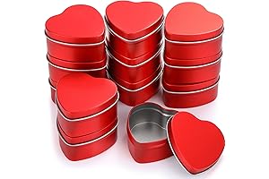 Vesici 12 Pack 2 oz Red Heart Shaped Metal Tins with Lids