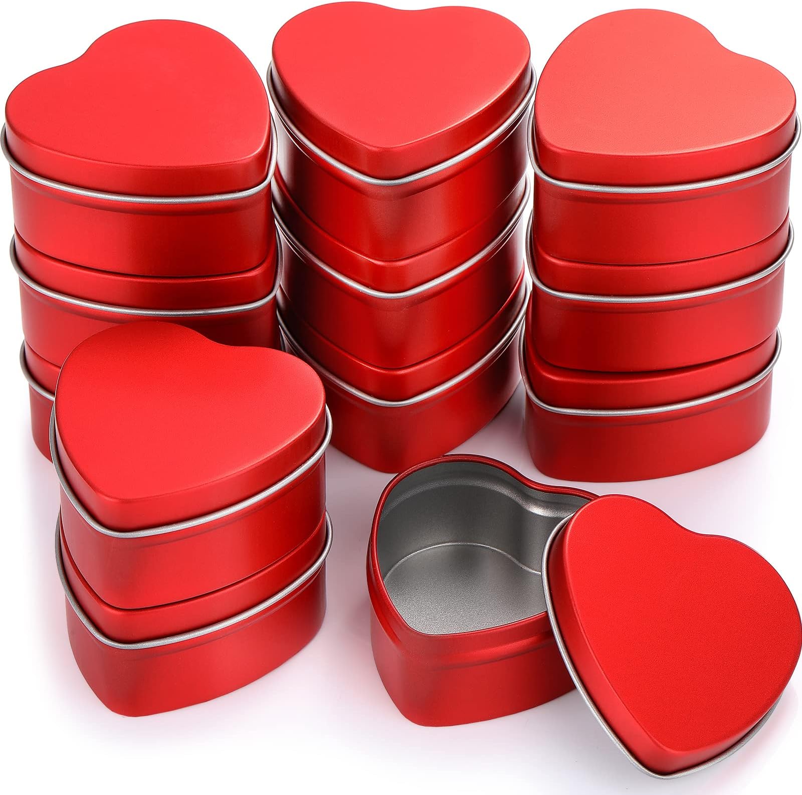 Hushee Heart Shaped Candle Tins with Lid, Mini Heart Empty