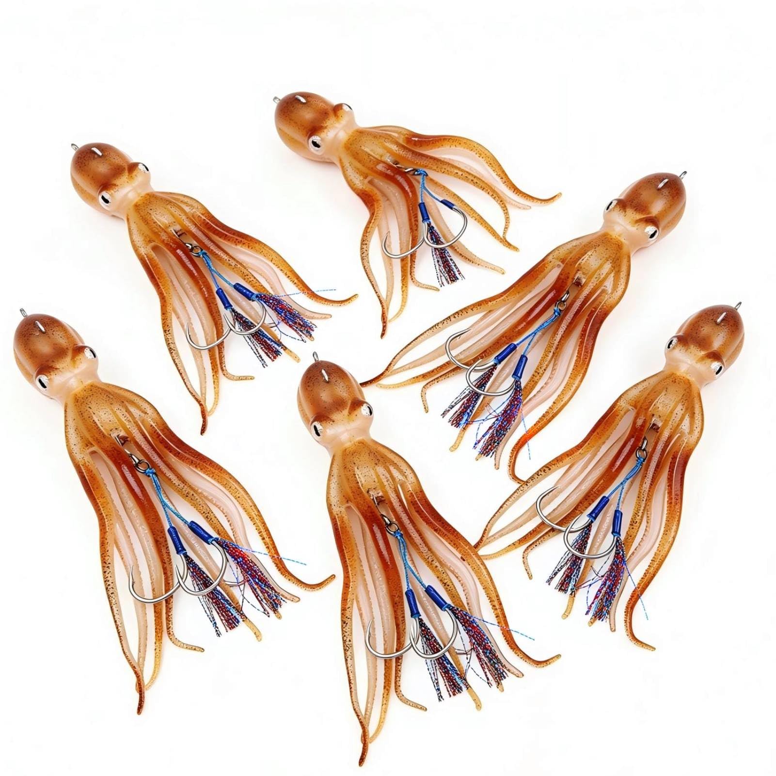 Lot de 5 leurres de pêche Souples, gabarits de calmar de Simulation pour la
