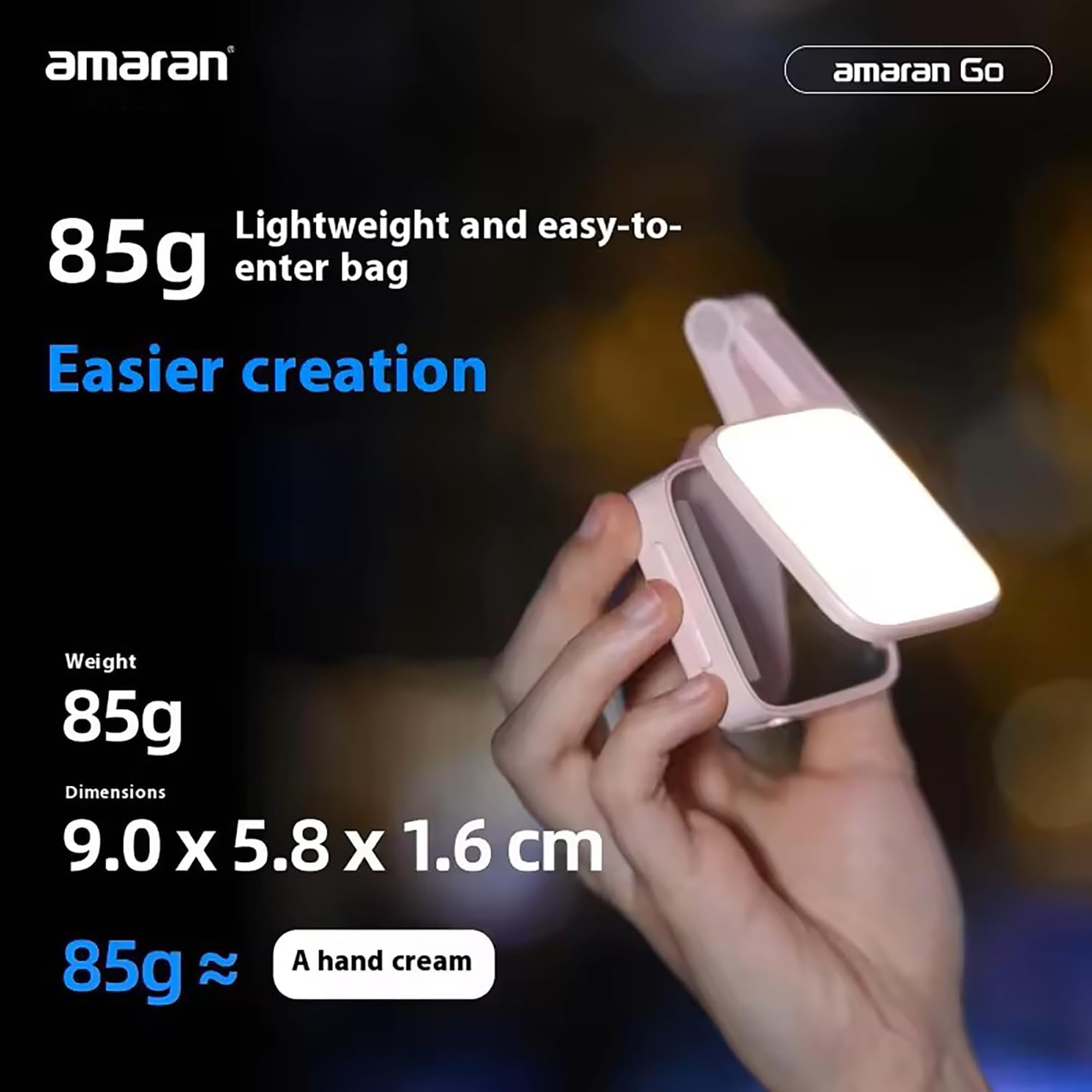 Amaran Go Magnetic Selfie Phone Light Dual LED Light Light con specchio regolabile CCT 2700K-6500K (rosa)