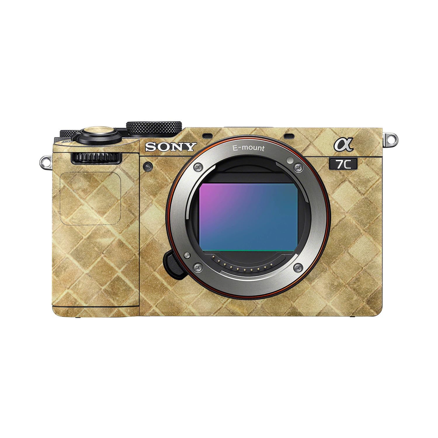 Glossy Glitter Camera Skin Compatible with Sony A7C Mark II (2023) - Gold Tiles - Premium 3M Vinyl Protective Wrap Decal Cover - Easy to Apply | Crafted in the USA by MightySkins
