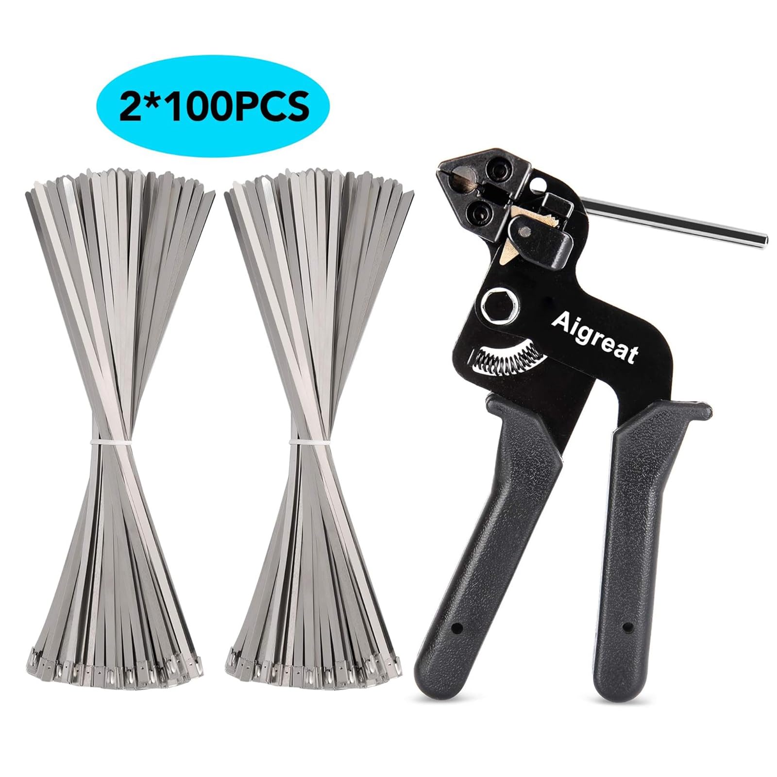 Fascette in acciaio inox e fascette stringicavo in metallo, strumento fascetta per fascette in acciaio inox con 200 cavi in acciaio inox da 4,6 x 270 mm
