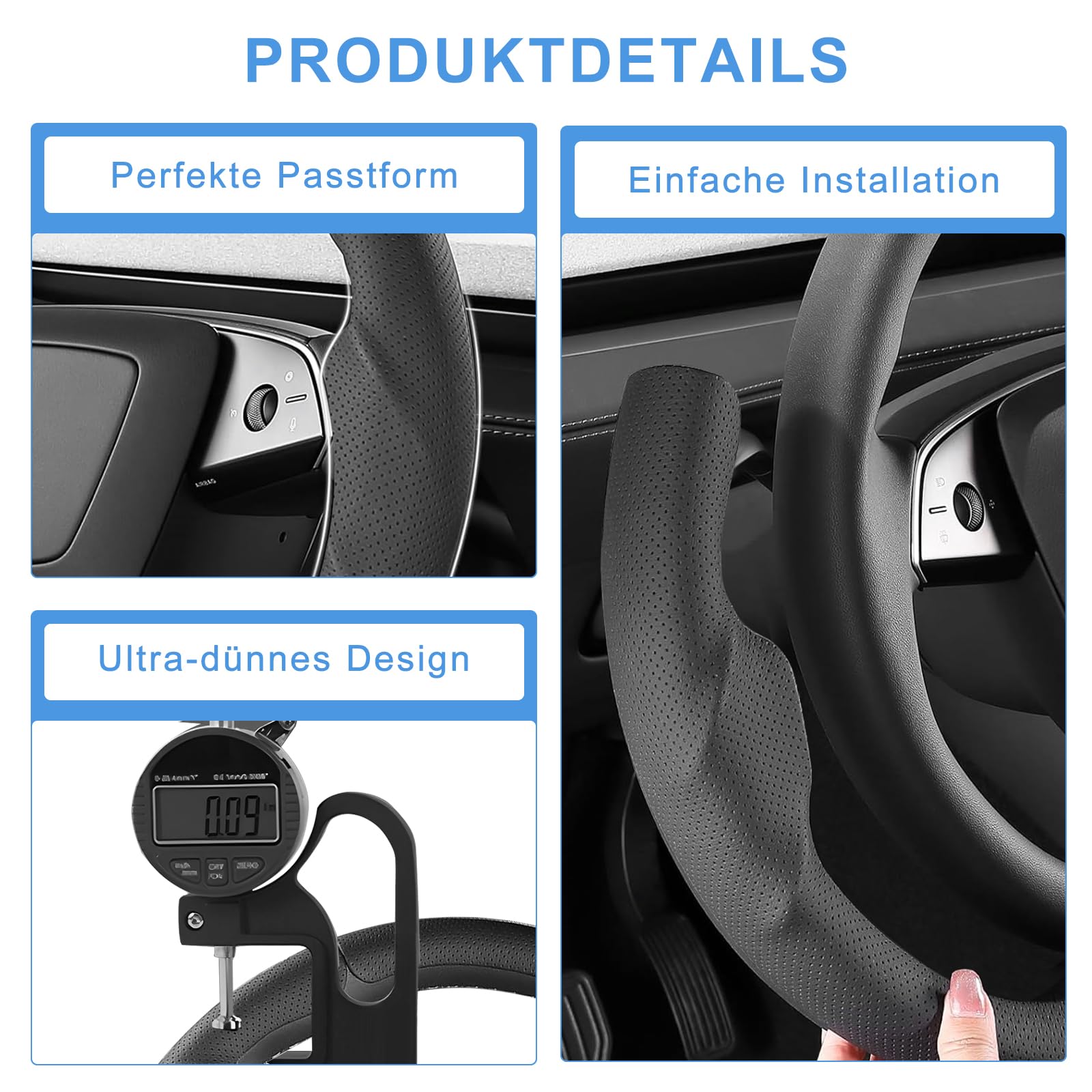 Funda de volante para Tesla Model 3 Highland & Model Y Juniper, funda de cuero para volante Tesla Model 3/Y Accesorios