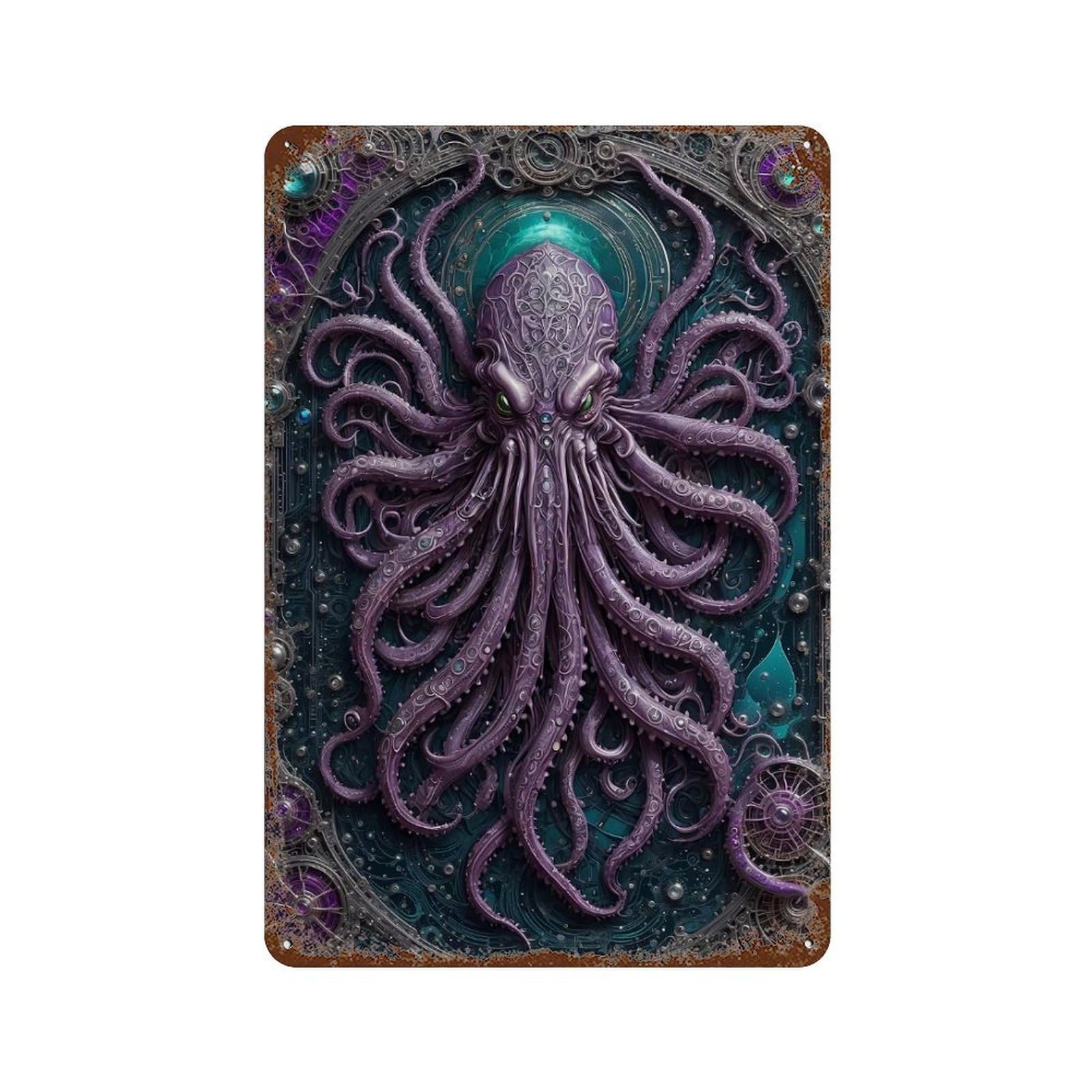 Ancient Cthulhu Rustic Tin Plaque 11.8"x7.9", Vintage Wall Decor for Garage, Pub Or Kitchen