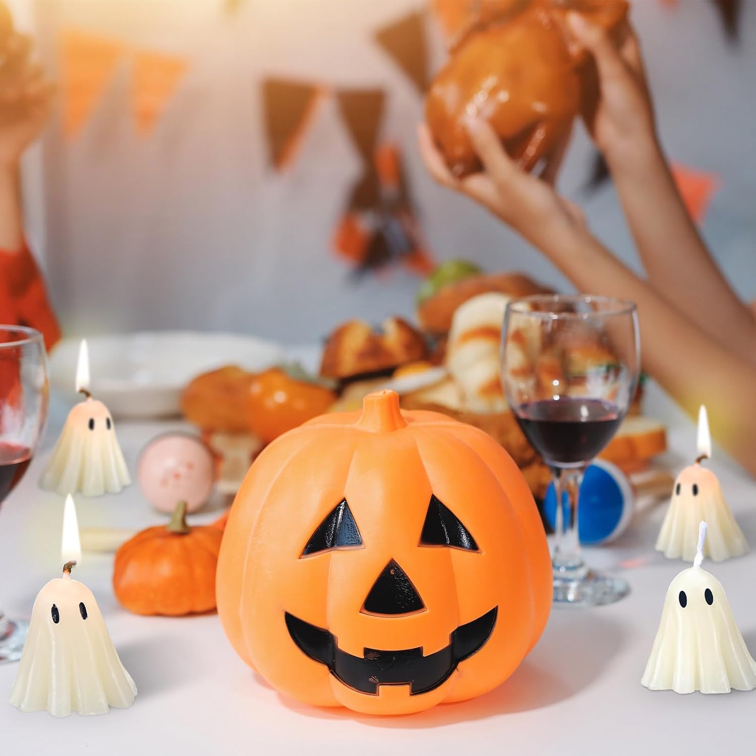 Jutom 10 Pcs Halloween Ghost Candles Mini Ghost Decor, Fresh