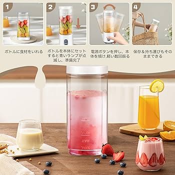 Amazon | ジューサー ミキサー 小型 氷も砕ける スムージー 野菜