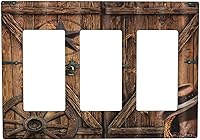 Vista 134 de Cubierta de interruptor de luz basculante de palanca de 2 bandas con textura de tablón rústico, diseño floral de mariposa y margarita