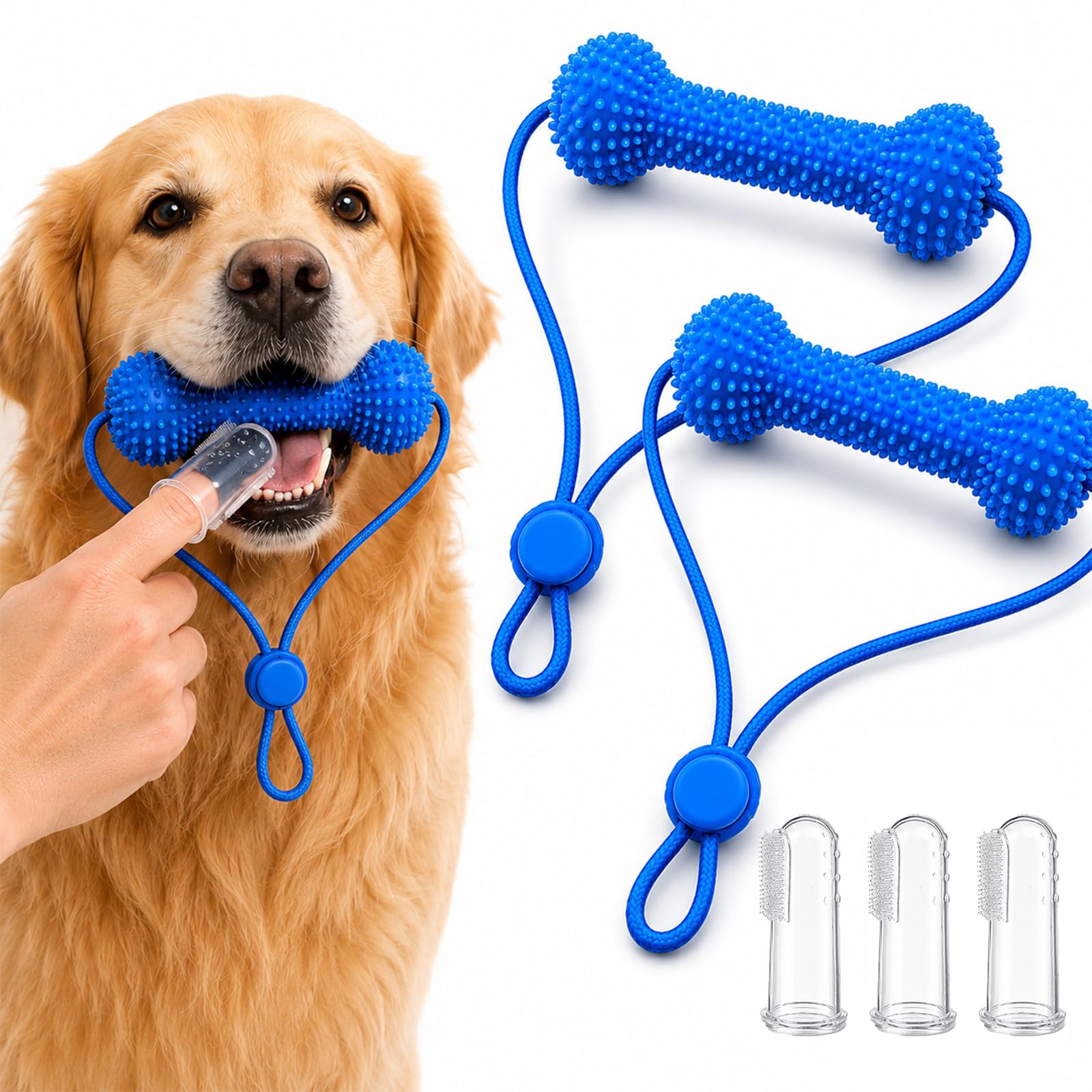 Pet Toothbrush Helper for Dogs with Finger Brush Kit，L-2pcs