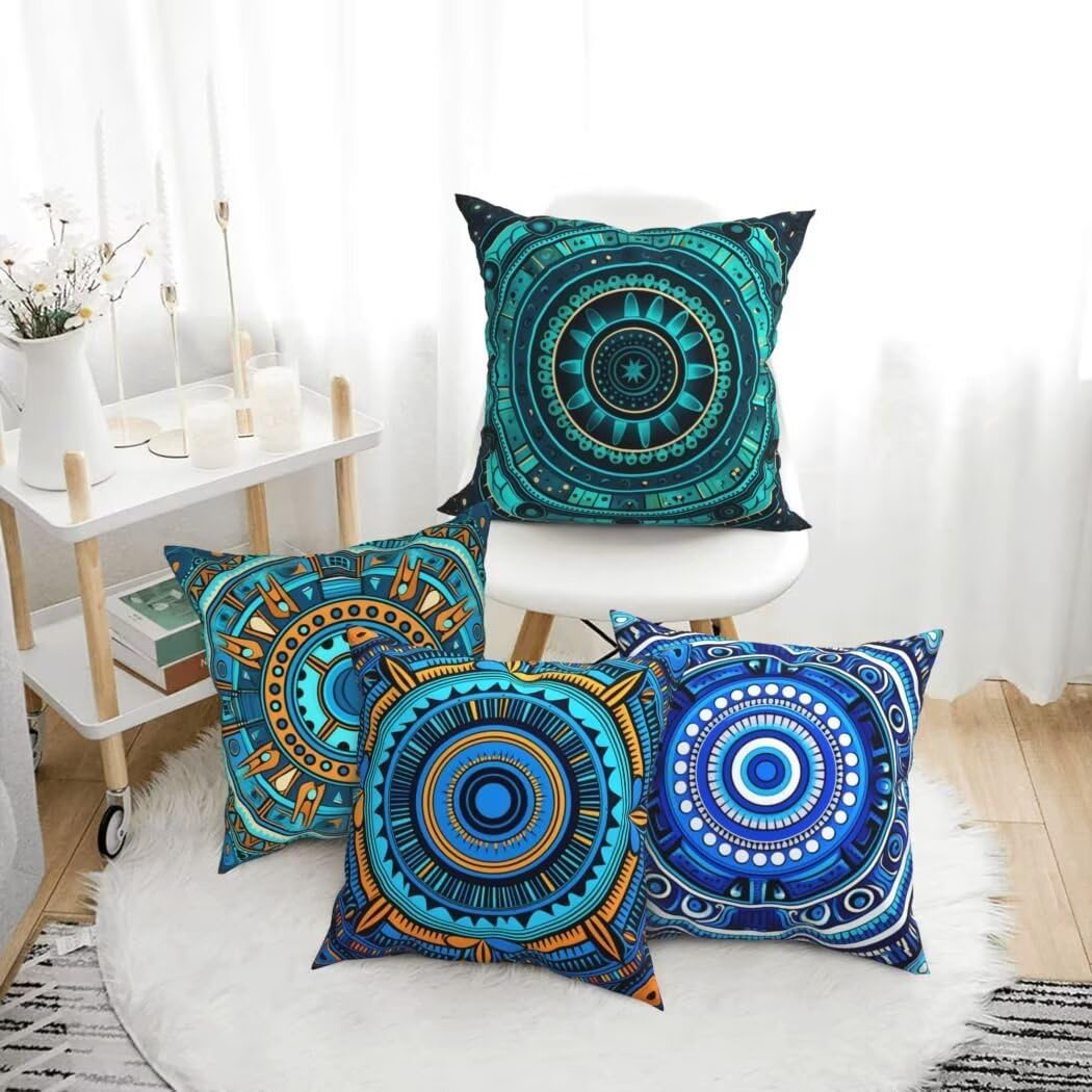 Kissenbezug 50x50 4er Set Leinen Kissenbezüge Vintage Dekorative Sofakissen Zierkissen Boho Couchkissen Outdoor Kissen Zierkissenbezüge Deko Kissen für Sofa Schlafzimmer Wohnzimmer Balkon -LI66