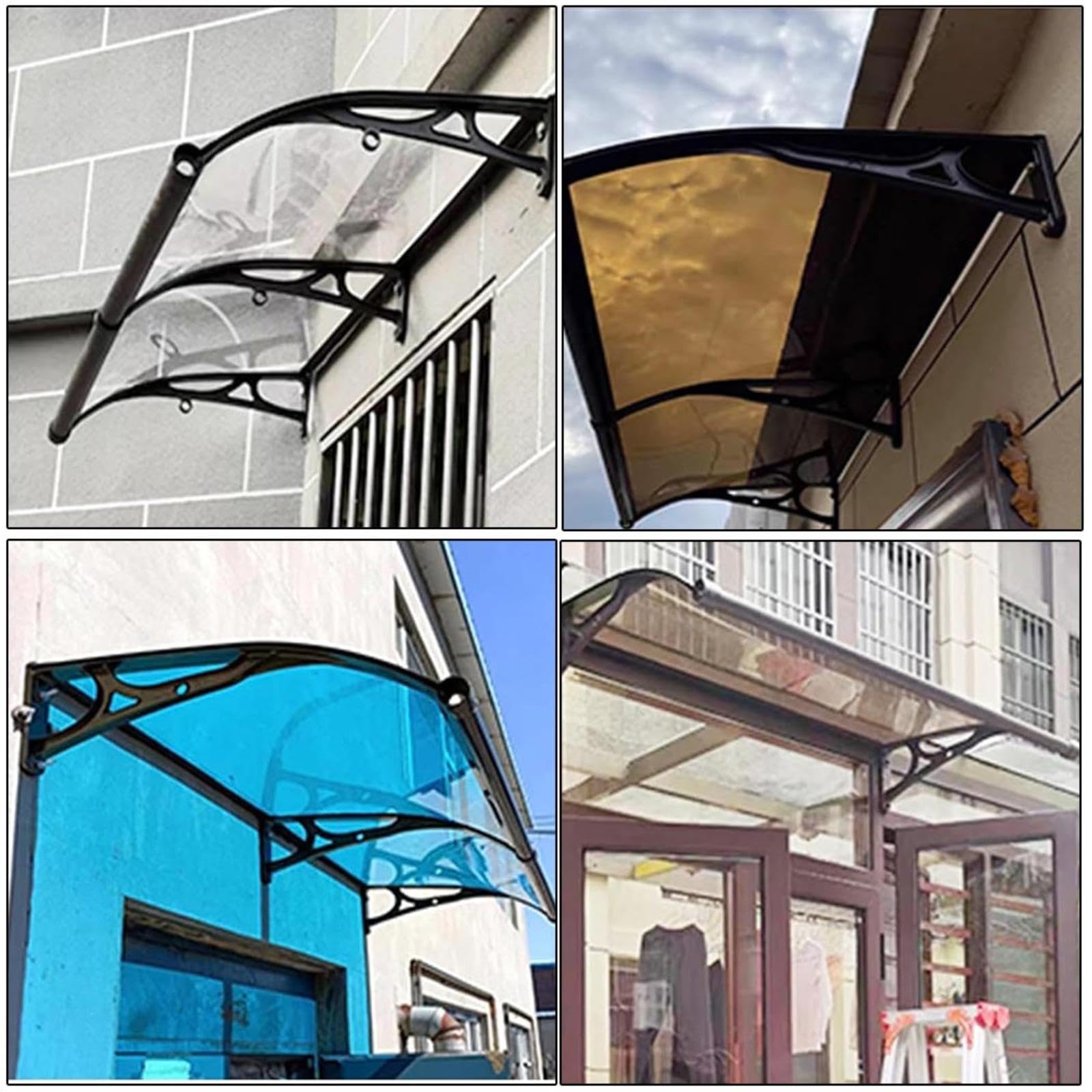 Zewnętrzny, wodoodporny baldachim do drzwi z bokami, aluminiowa markiza do drzwi wejściowych, balkonu i patio, 80 x 360 cm - i stylowa ochrona do wejścia do domu