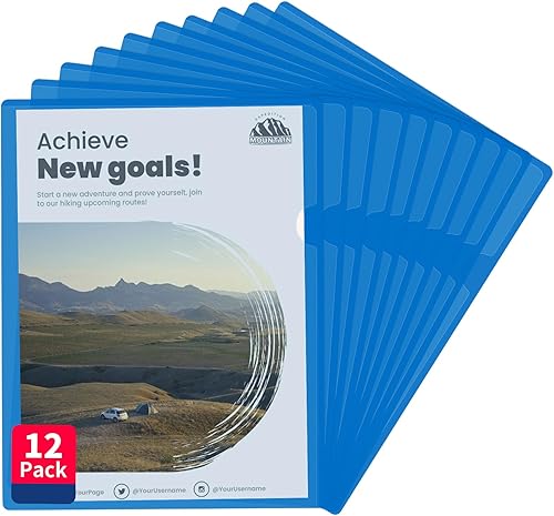 Carpetas de plástico de 12 piezas con bolsillo frontal transparente tipo L, carpetas de archivos de vinilo, carpetas de proyectos, tamaño carta para