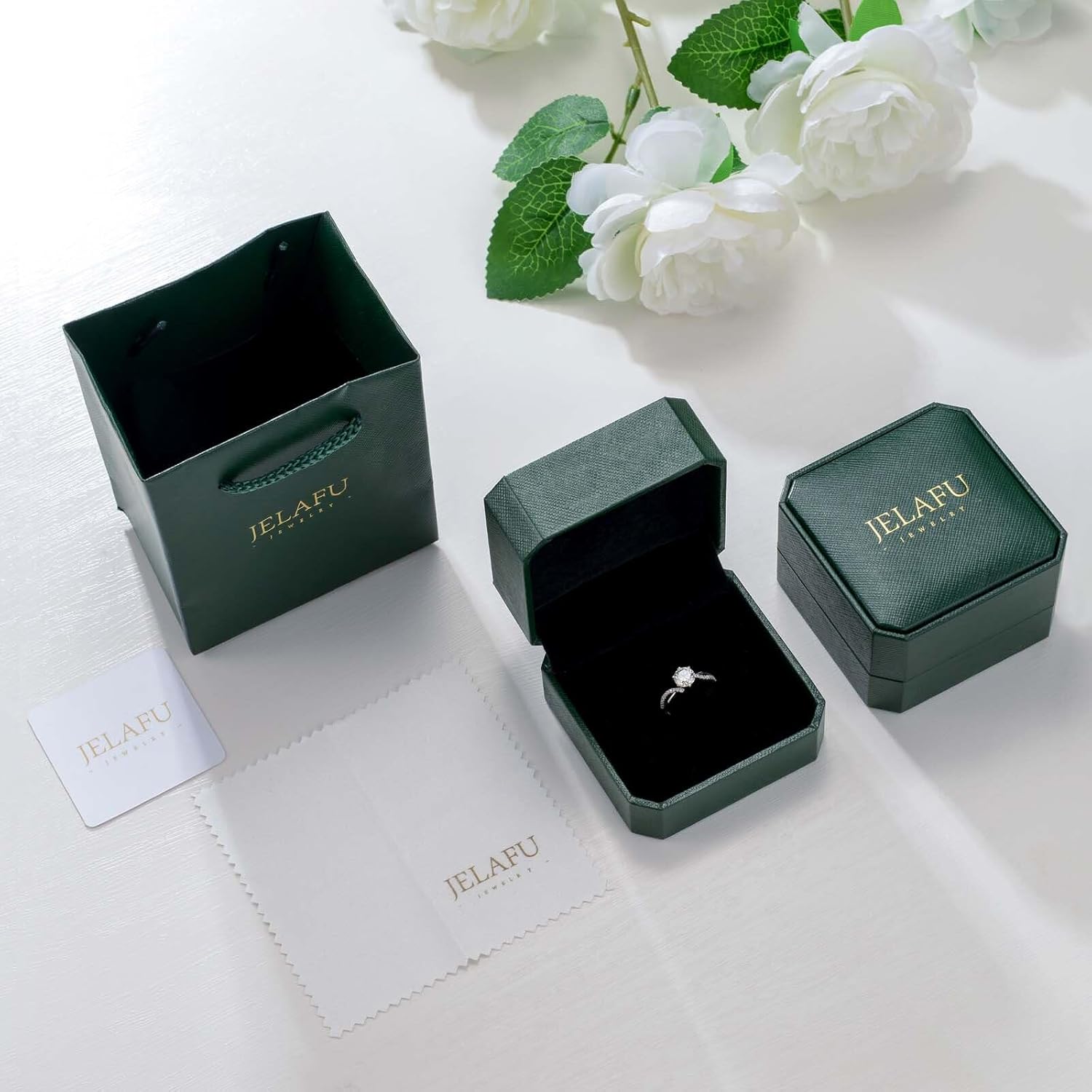 Natural Moss Agate Rings for Women Kite Cut Sterling Silver Moss Agate Ring for Women Wife, Optional 4 Colors (Rose/Yellow/White/Black), Ring Size 4-11 - Image 5