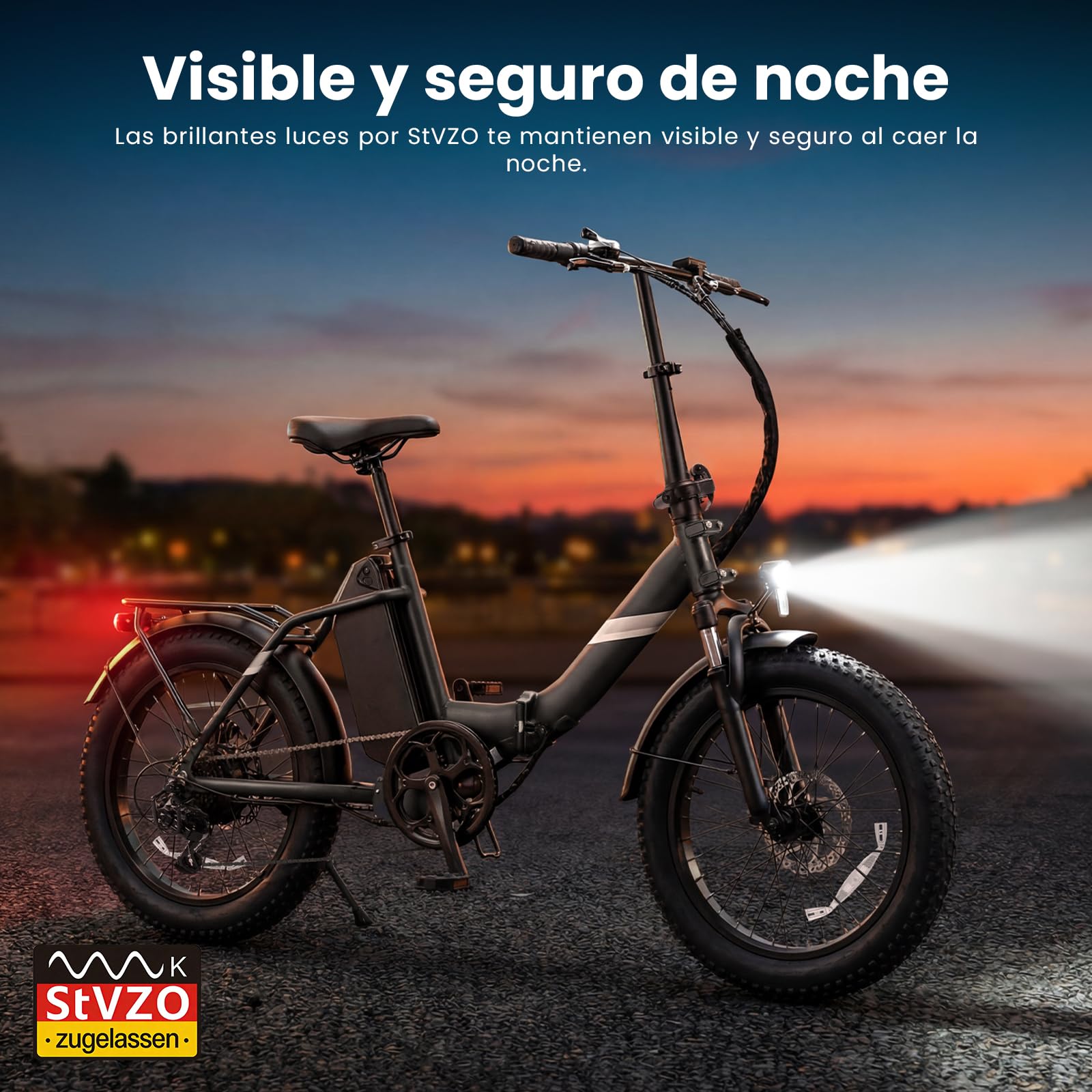 Touroll Bicicleta Eléctrica,S3/ S3 Pro Bici electrica, Fat Bike Plegable 20"×3.0", Autonomía 195 KM, Bici electrica Motor de 250 W, para La Ciudad y La Naturaleza