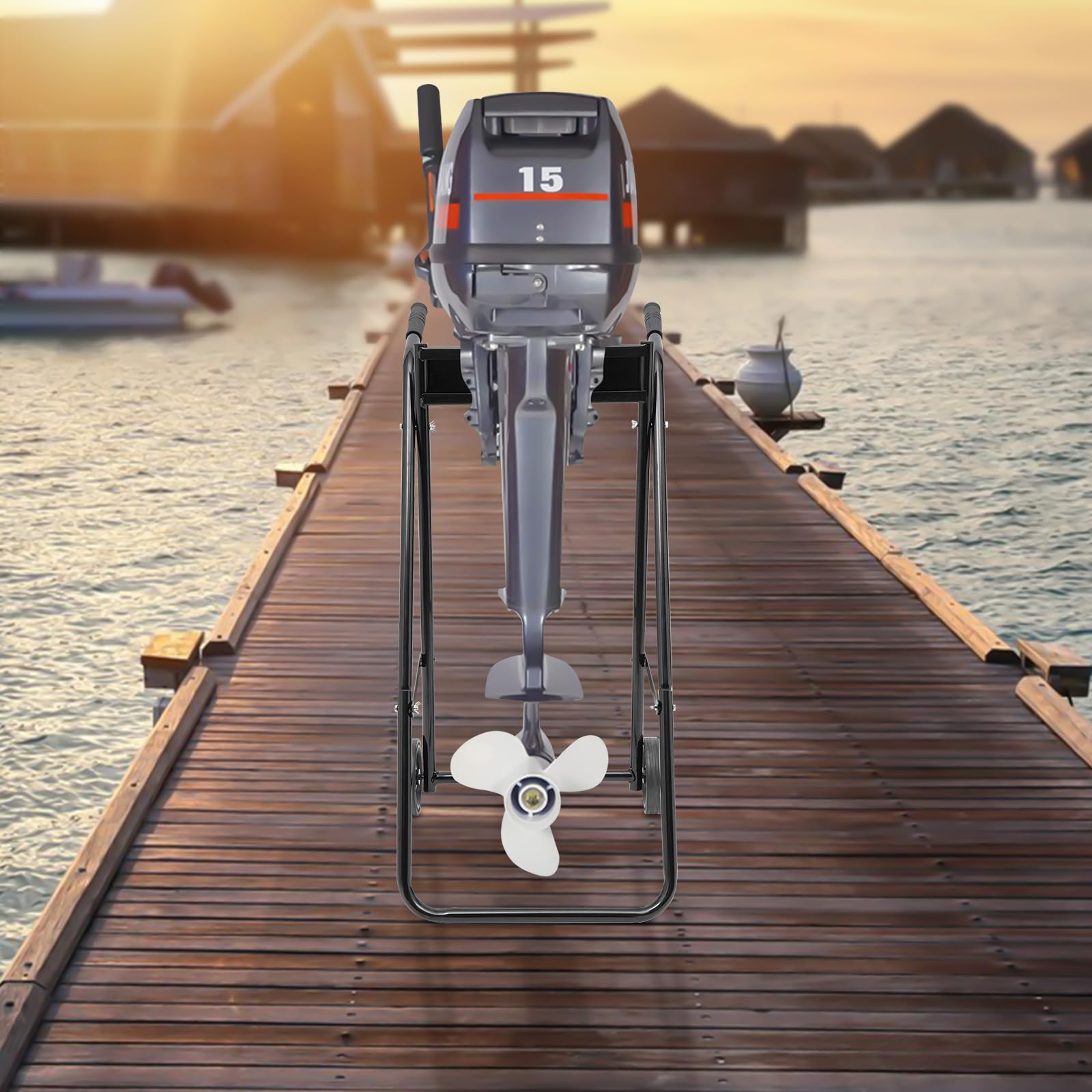 Carrello pieghevole per motori fuoribordo fino a 30 CV, carrello pieghevole fuoribordo con ruote in gomma, stabile kayak e carrello SUP per barche, portata 40 kg