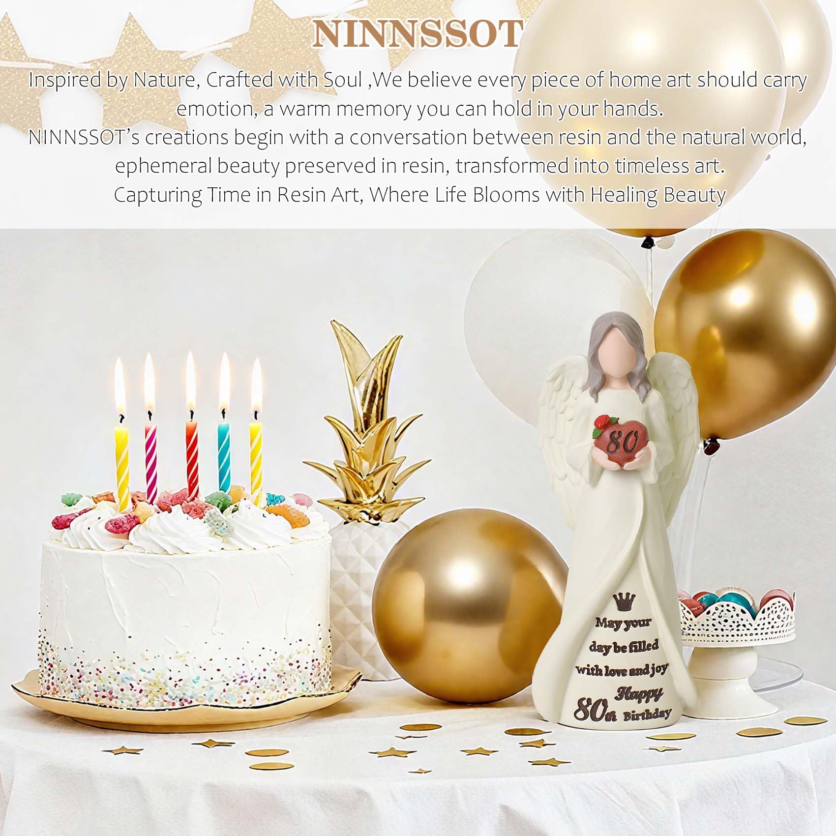 80th Birthday Gifts for Women, Happy 80th Birthday Decorations for Women, Best Gifts for 80 Year Old Woman Moms Grandmother Friends, Elegant Angel Figurine for Home Party Decor