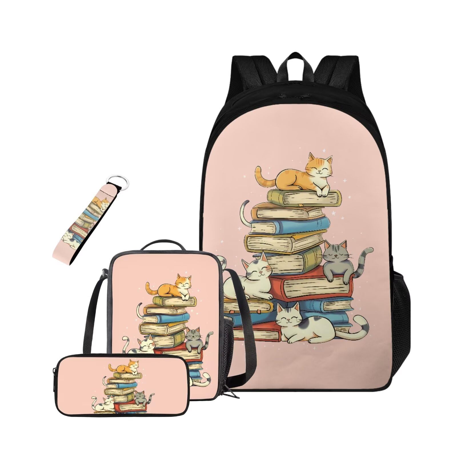 HUGS IDEA Zaino scolastico per Gils 4-6 6-8 8-10 10-12 borsa per libri scolastici 4 pezzi set per bambini 43 cm