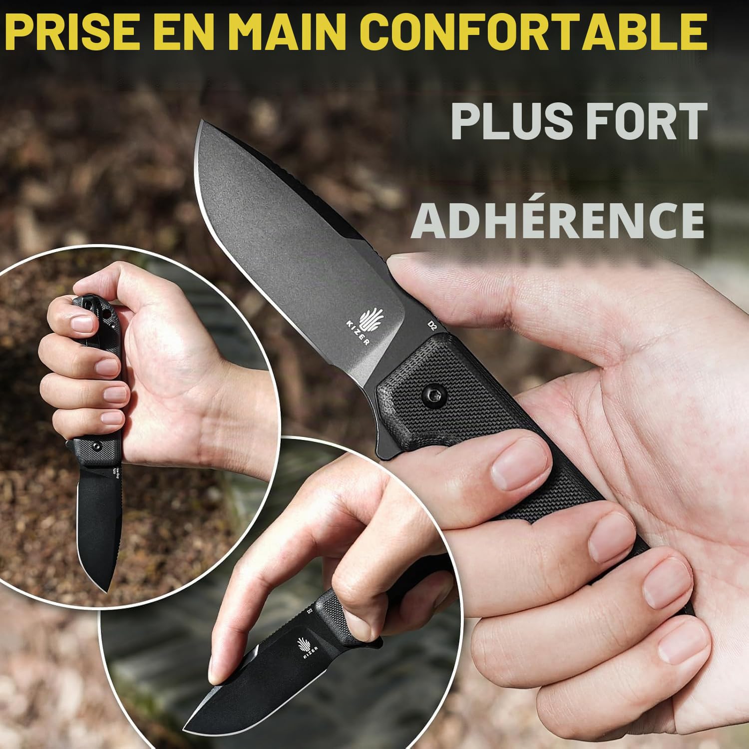 Kizer Nice Guy Couteau Pliant de Poche, 7,21 cm Lame en Acier D2, Manche en G10 Petit Couteau EDC, Non-Automatique Liner Lock Flipper, Couteaux Tranchants pour Camping Randonnée et Survie V3011M1