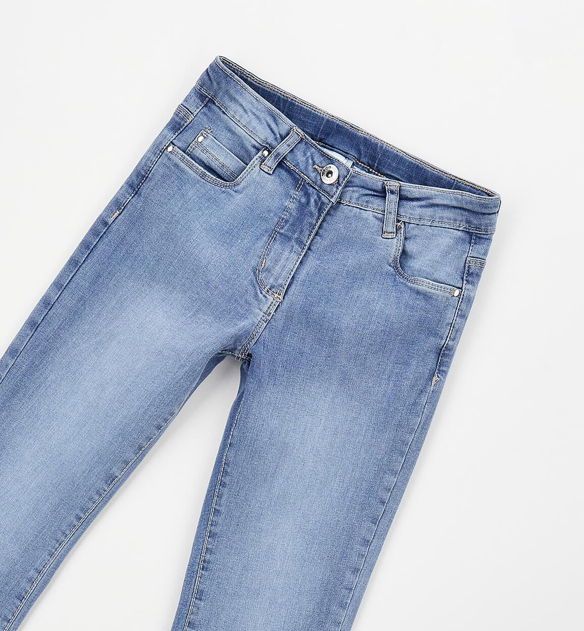 IDO Pantalone Jeans Ragazza 8 Anni 128 cm Modello Blu Denim con Design a Zampa