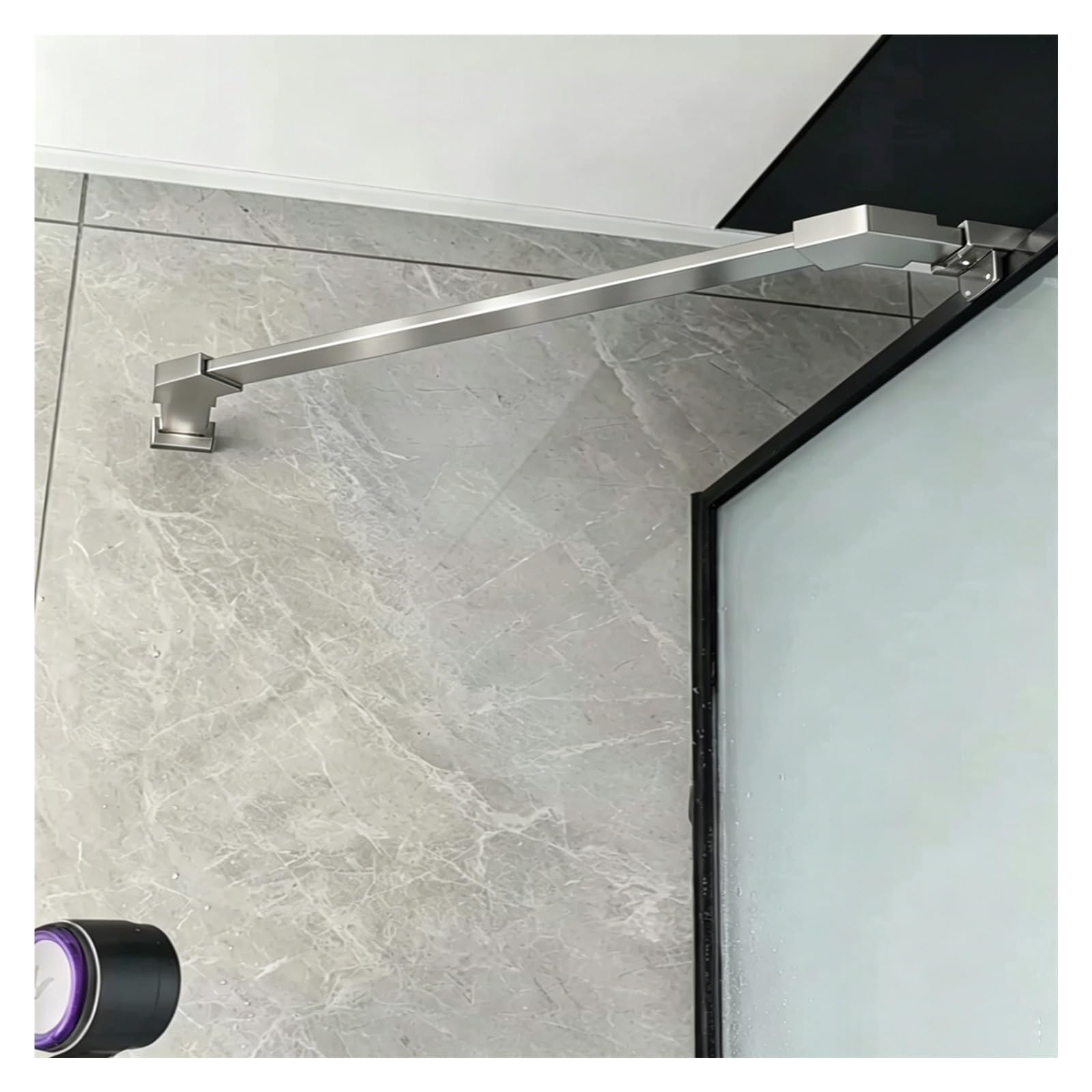 CHZDPP Rhombus Glass Support Bar for Hotel Restroom/Spa Wet Area, Wall-to-Glass Shower Stabilizer Rod, Stainless Steel Shower Support Bar with Clamp(Silver,35.4 in/90 cm)