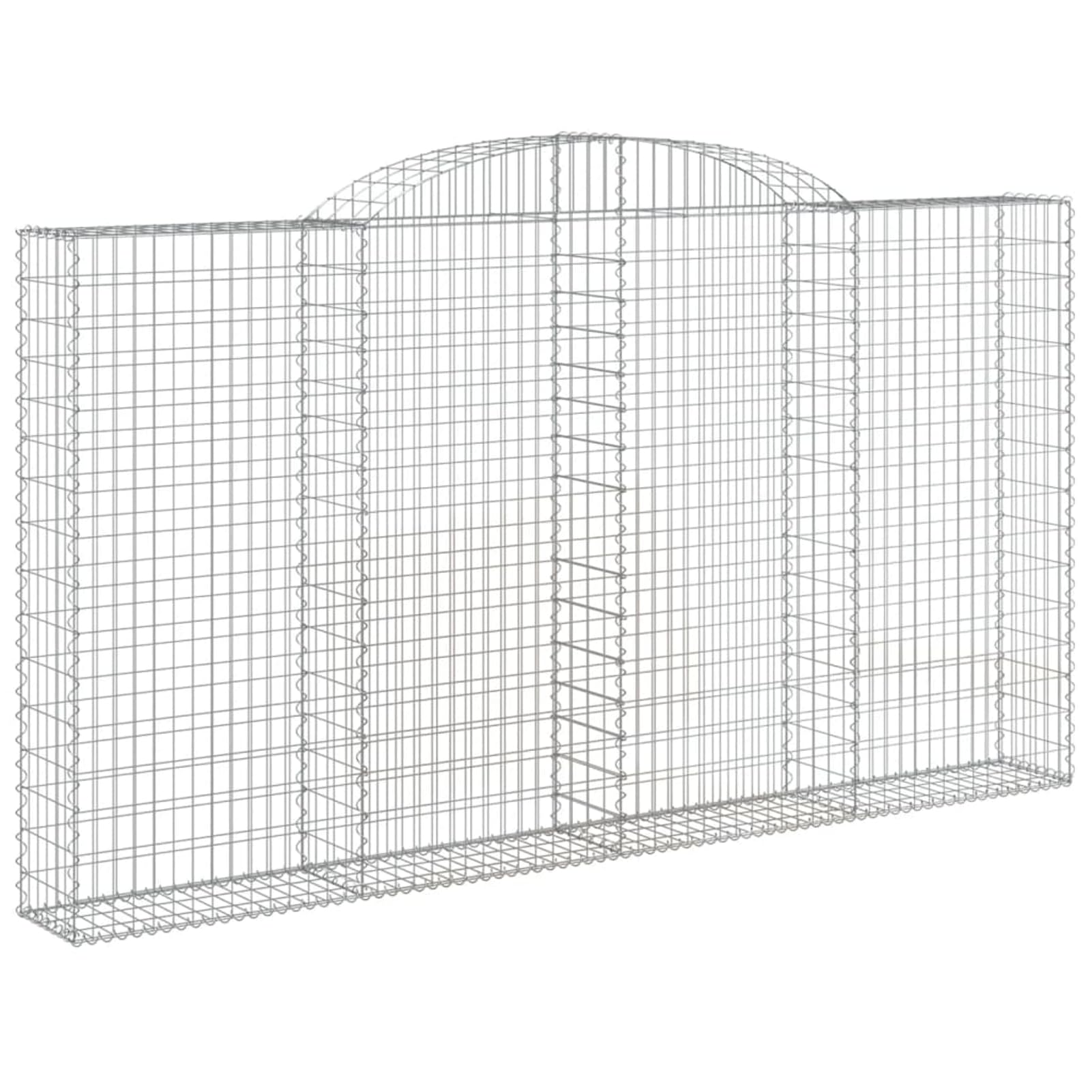 Gecheer Gabione mit Hochbogen 300x30x160/180 cm Verzinktes Eisen, Gabionenkörbe Gabionenwand Steinkorb Gabione Mauer für Garten Sichtschutz Gartenbegrenzung Terrasse153508