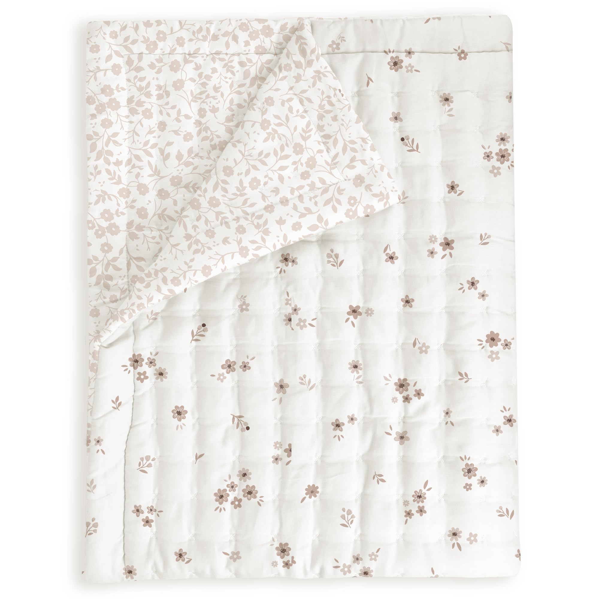 MakeMake Organics Organic Toddler Comforter GOTS Certified Organic Kids Blanket Cotton Infill Tufted - Reversible Ultra Soft Breathable Toys Girls (44