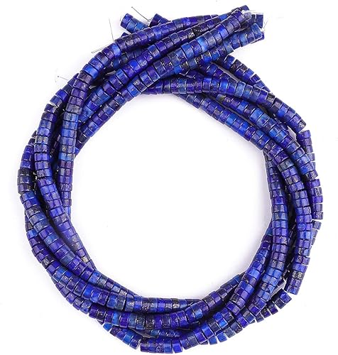 Miniatura 5 de Cuentas espaciadoras de lapislázuli natural, semipiedras preciosas sueltas para hacer joyas, 0.236 in x 0.118 in, 15.0 in