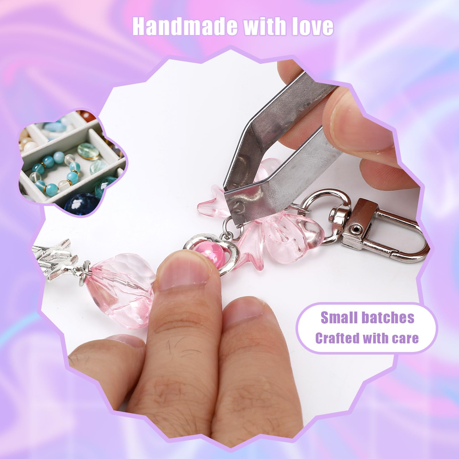 Chaîne de Charme pour Kindle, Délicate avec Nœud Cœur Étoile, Accessoire pour Étui de Téléphone Tablette Liseuse (Rose)
