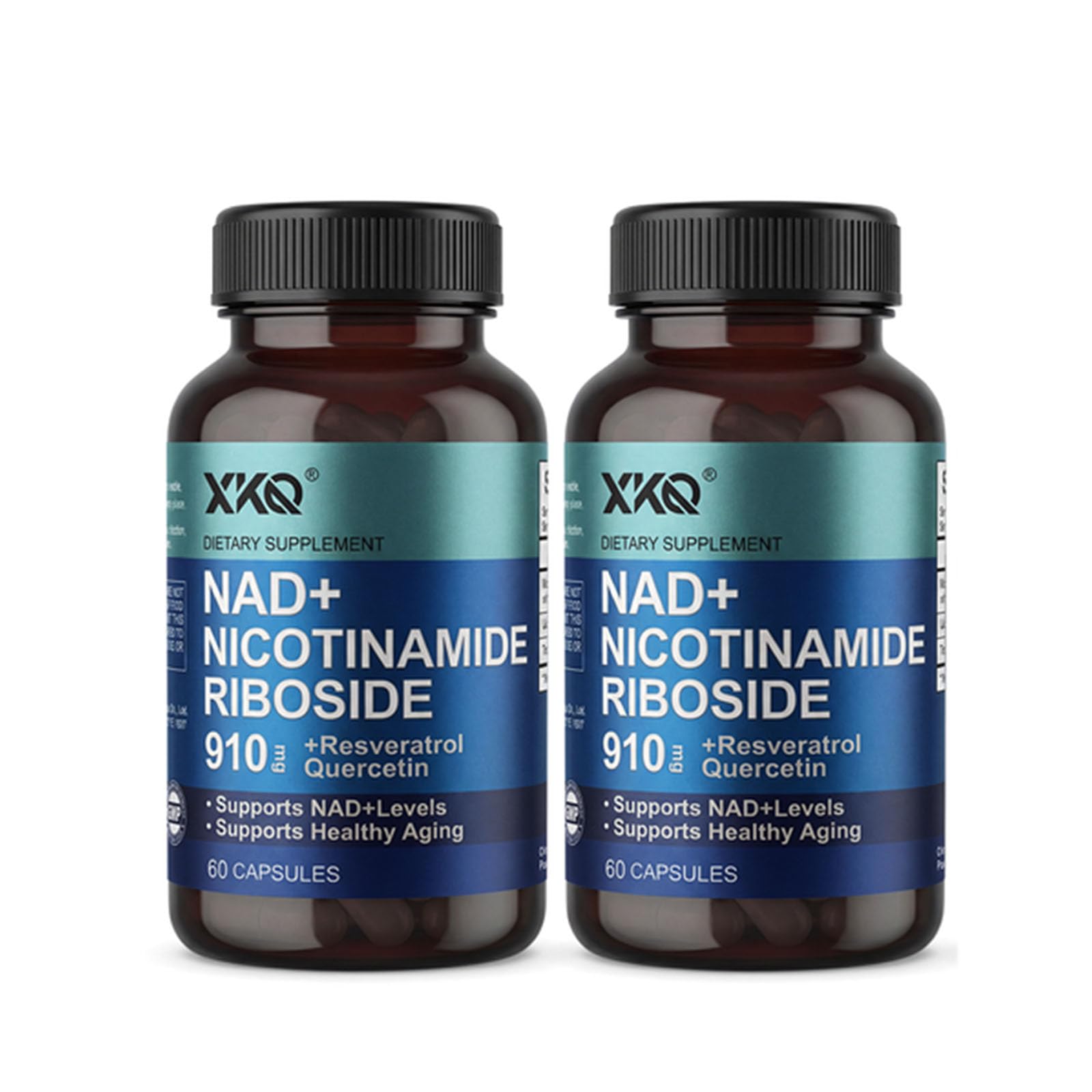 XKQ NAD Supplement, Liposomal NAD with Resveratrol｜NMN Supplement | NAD+ Supplement Resveratrol for Men & Women |, NAD Plus Supplement 910mg,60 Servings,Take 2 Daily (60 Count (Pack of 2))