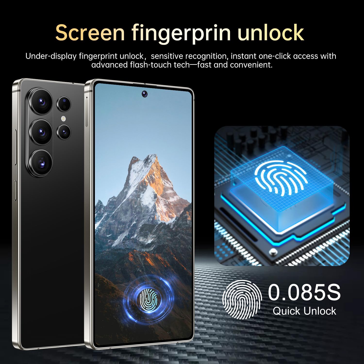SZV 26 Ultra Unlocked Cell Phone,16+1TB 5G Unlocked Phone, Built in Pen Android 15 Battery 7000mAh 6.99" HD Screen Smartphone, Dual SIM/Face ID/Fingerprint Lock/GPS (Black, 16+1TB) - 4
