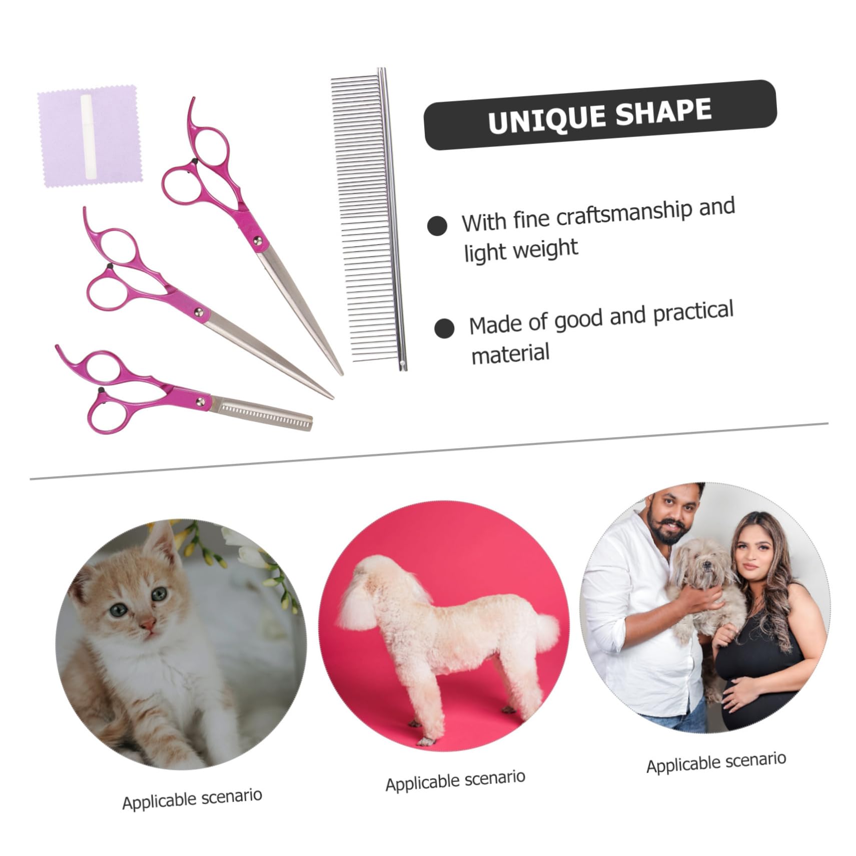 Mikikit 1 Set Professional Pet Grooming Scissors Set Stainless Steel Dog Cutting Scissors with Comb for Grooming Dogs and Cats Lightweight and Durable Design