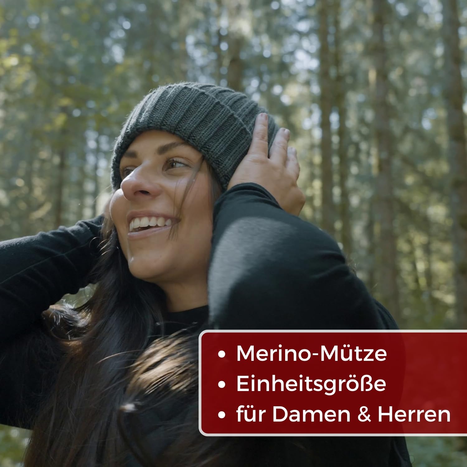 Thermopad Merino-Beanie - czarna I czapka z dzianiny dla kobiet i mężczyzn I czapka wełniana z kopertą I czapka zimowa z wełny merynosowej z ciepłą podszewką polarową, czarny, jeden rozmiar