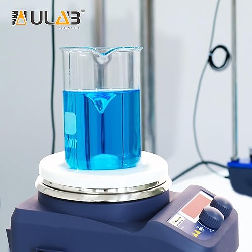 Miniatura 7 de ULAB Agitador magnético de placa calefactora LED, acero inoxidable con placa calefactora revestida de cerámica, temperatura de calentamiento de