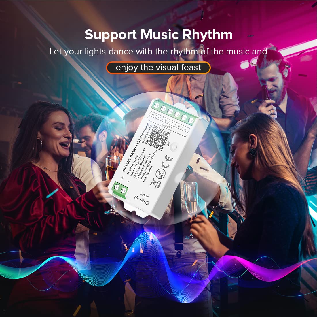 SEZO C04W RGBW WiFi Bluetooth LED Controller Gruppensteuerung Kompatibel mit Alexa Google Home/Tuya Smart Life APP Steuerung Arbeit with RC03RFB RC03RFW Remote DC12-24V