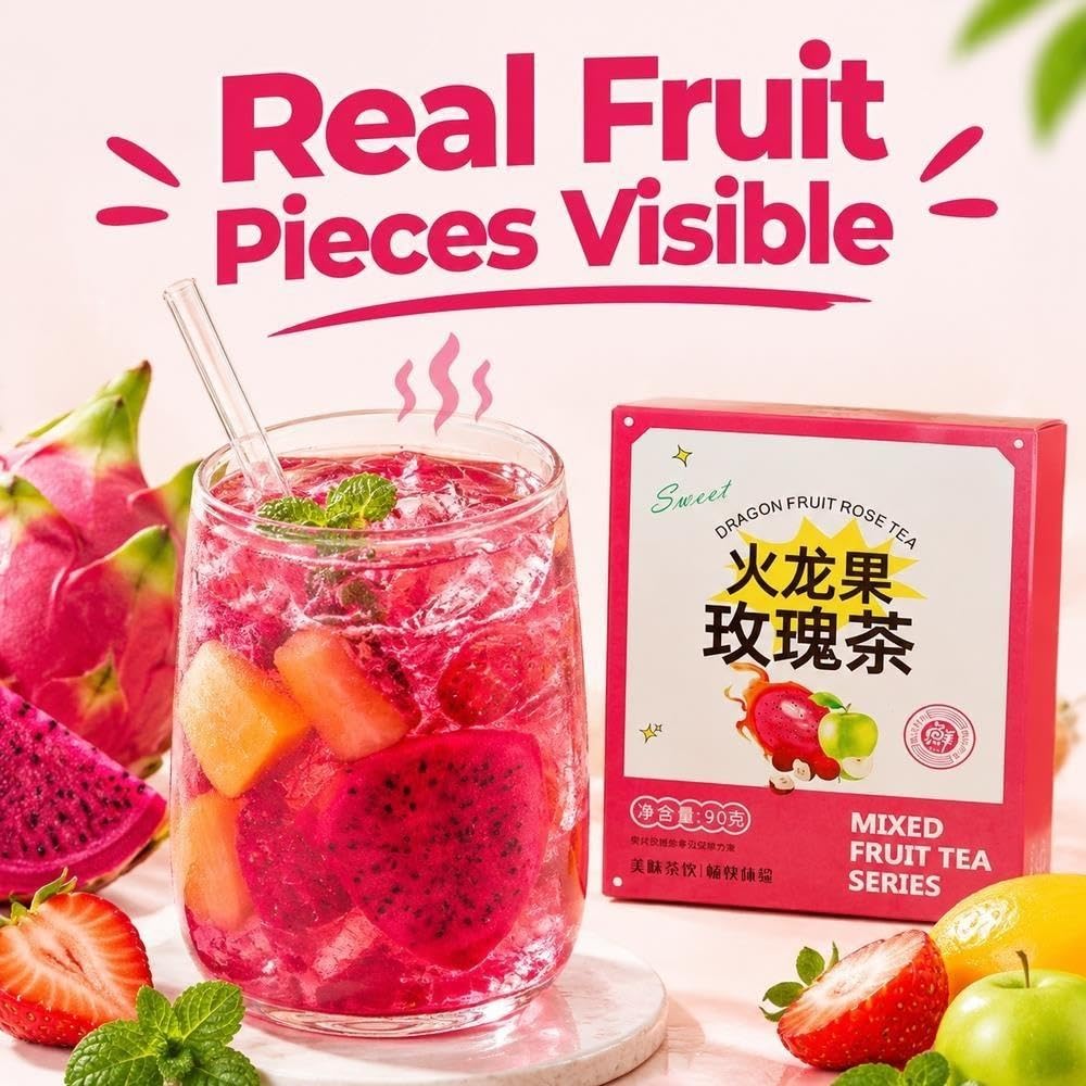 Té de rosa y fruta del dragón, 90 g x 2 cajas