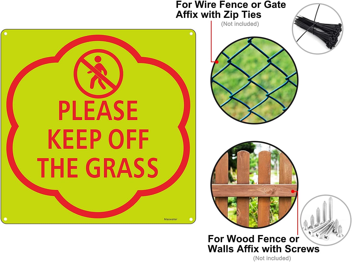 2-Pack Please Keep Off The Grass Signs for Yard Home & Business 12 x 12 Inch Aluminum Metal Industrial Warning Sign, UV Protected and Waterproof for Outdoor Use : Patio, Lawn & Garden