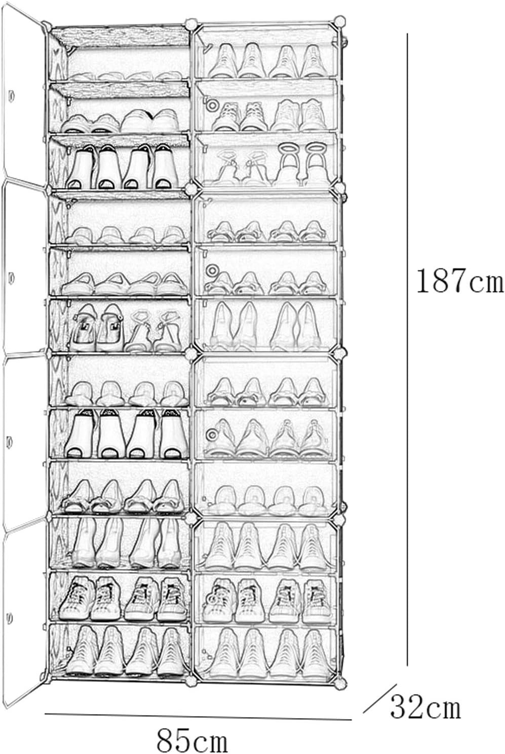 2 Columns 12 Tier Shoe Rack Plastic Withdoor Storage 48 Pairs of Shoes Dormitory Living Room Black 85X32X187CM