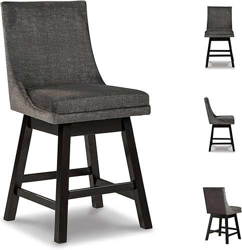 Miniatura 6 de Signature Design by Ashley Tallenger Taburete tapizado de 25 pulgadas de altura de encimera, 2 unidades, gris