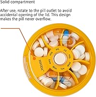 Vista 3 de INVODA - Organizador semanal de pastillas con 7 compartimentos, pastillero giratorio para medicación diaria y vitaminas - Estuche portátil de viaje