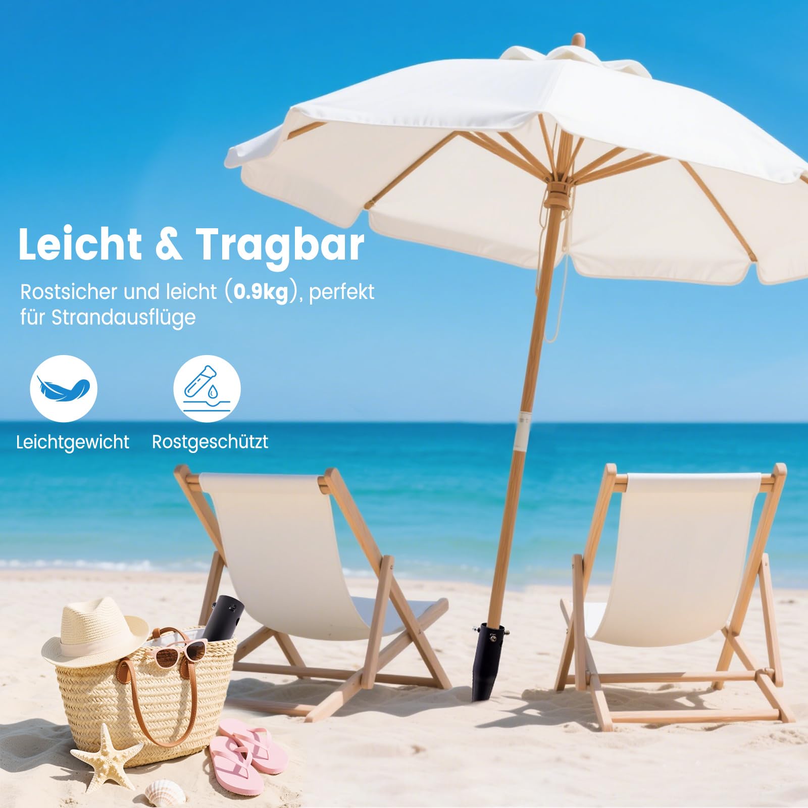 Heavy Duty Erdspieß Hochbelastbarer Sonnenschirmständer & Erdspieß für Wäschespinnen, 6-Fach Spiral Bodenanker für Strandschirme, Angelschirm und Garten, Verstellbaren Knöpfen (2,5–5 cm)