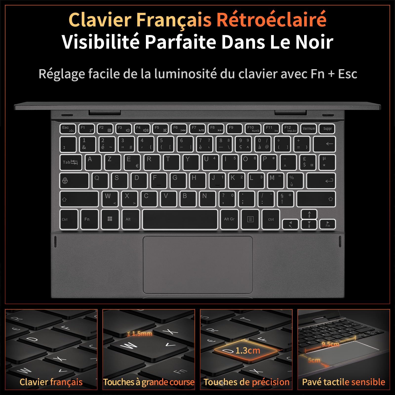 Mini Ordinateur Portable 2 en 1 de 10,95 Pouces, écran Tactile 2000 * 1200, Celeron N95 (jusqu'à 3,4 GHz), 16 Go de RAM DDR5, SSD 256 Go, USB*2, BT 5.0 (Gris,16G + 512G SSD)
