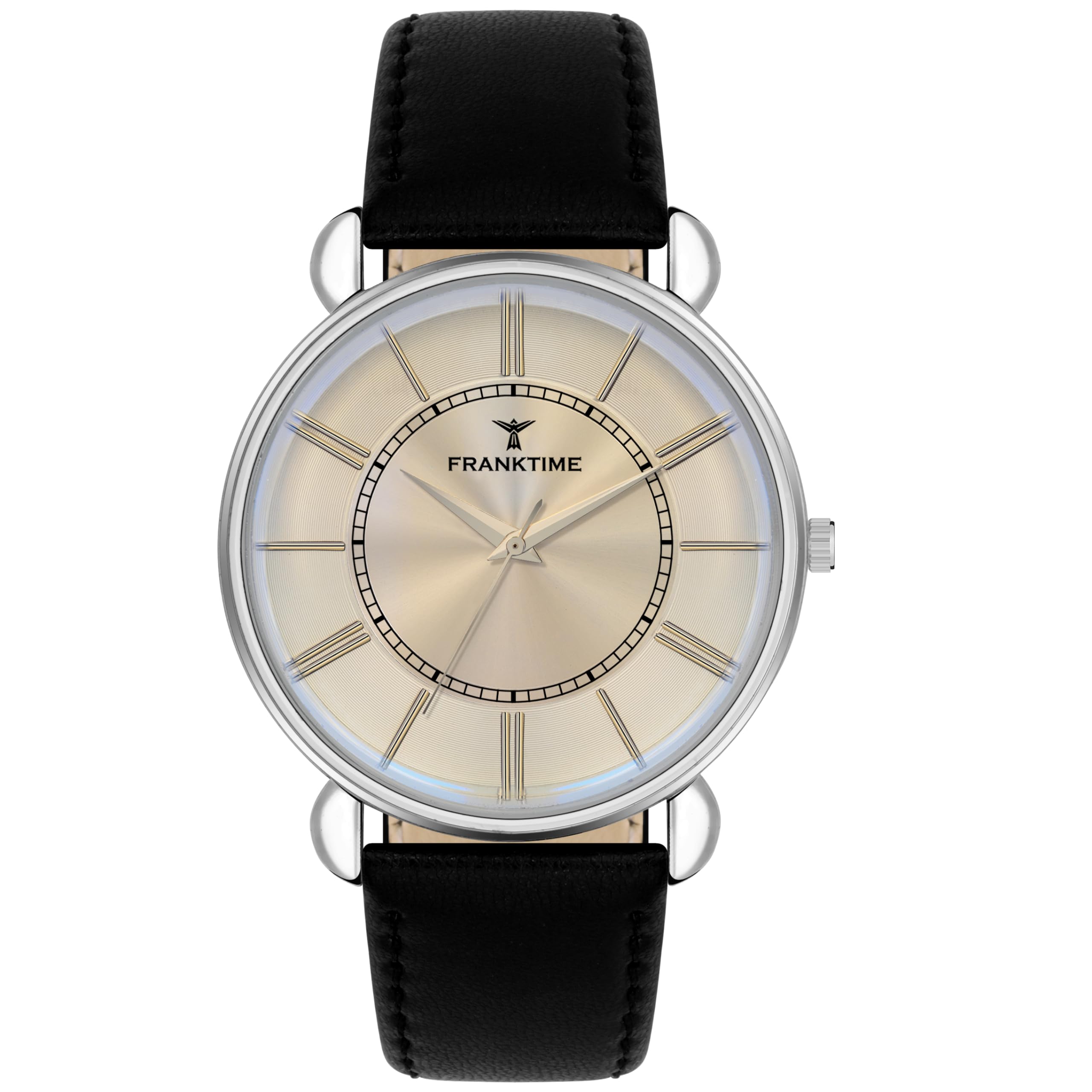 FRANKTIME Quartz Analog Deep Grey & Gold Round Dial Minimalist Wrist Watch for Men |Black Genuine Leather Strap Watch Valentine Special Casual Classy Watch for Boys & Mens (B0D2RNN7D7) Amazon Price History, Amazon Price Tracker